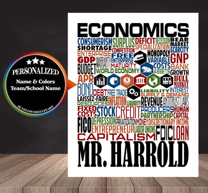 Economics Teacher Poster, Personalized Economics Gift