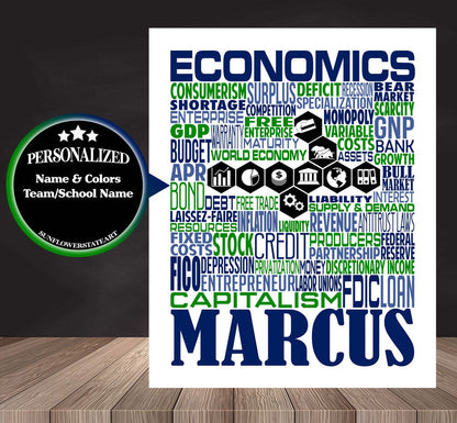 Economics Teacher Poster, Personalized Economics Gift