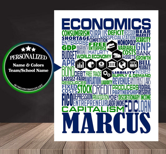 Economics Teacher Poster, Personalized Economics Gift