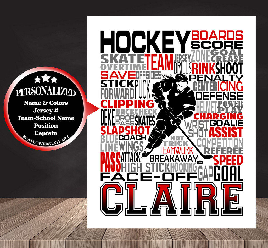 Ice Hockey Poster - Personalized Hockey Gift