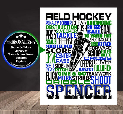 Field Hockey Poster, Personalized Field Hockey Gift