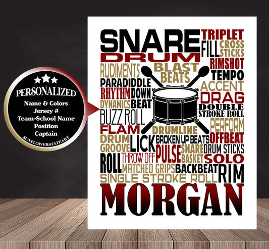 Drummer Poster - Snare Drum Gift