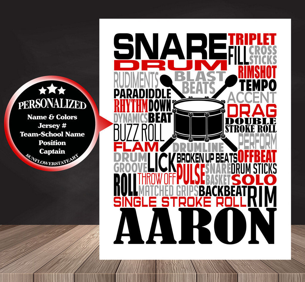 Drummer Poster - Snare Drum Gift
