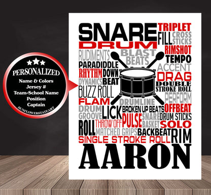 Drummer Poster - Snare Drum Gift
