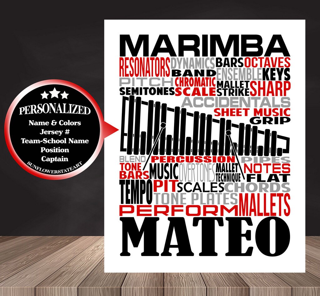 Marimba Poster,  Personalized Marimba Gift