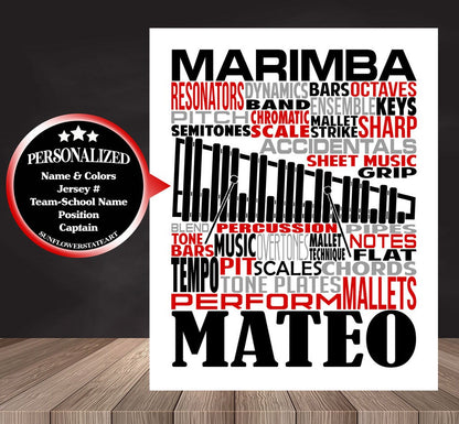 Marimba Poster,  Personalized Marimba Gift