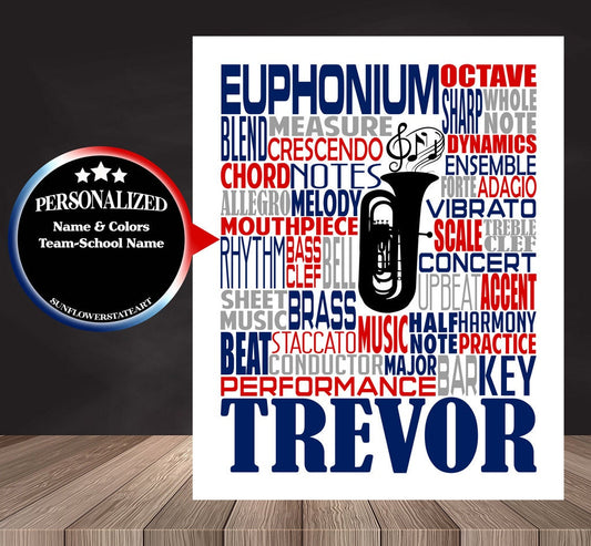 Euphonium Poster, Personalized Euphonium Gift