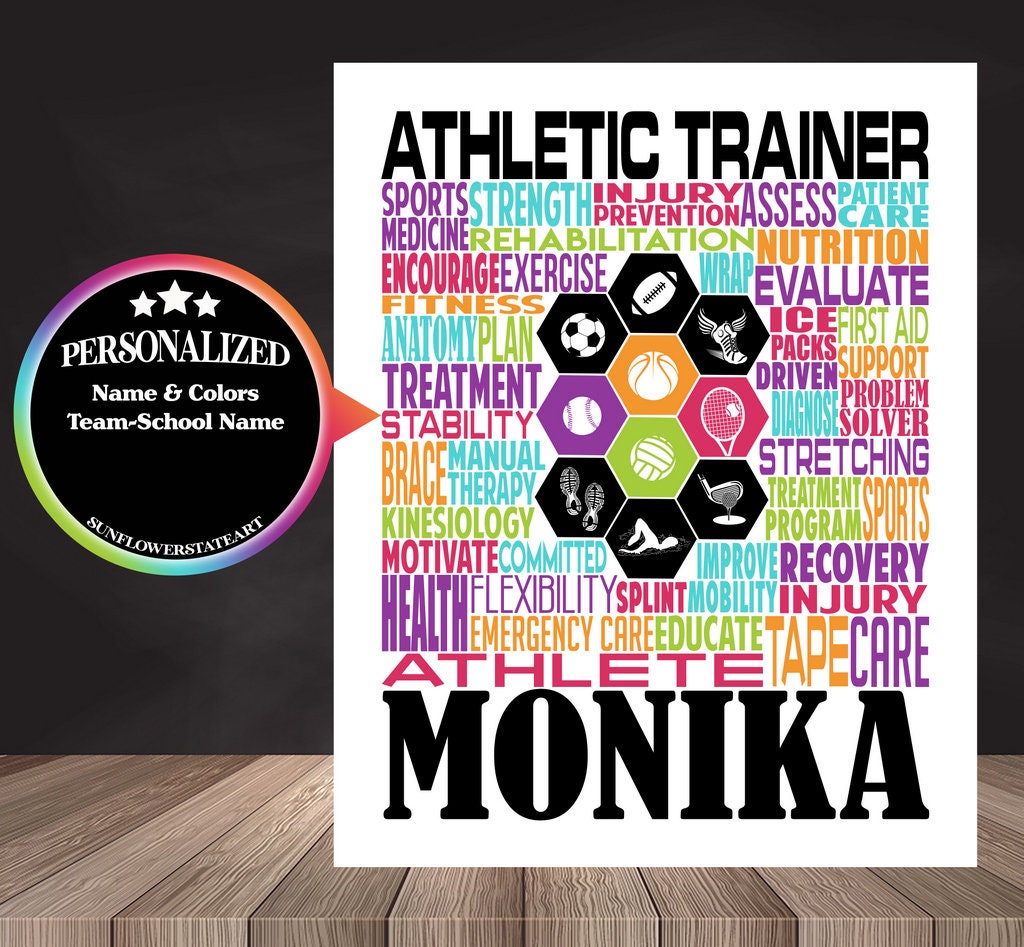 Athletic Trainer Poster, Personalized Athletic Trainer Gift