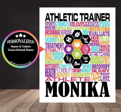 Athletic Trainer Poster, Personalized Athletic Trainer Gift