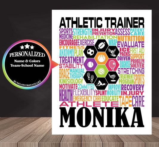 Athletic Trainer Poster, Personalized Athletic Trainer Gift
