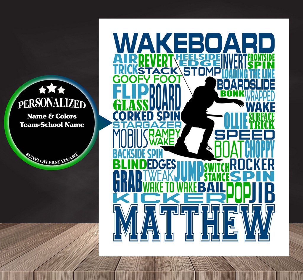 Wakeboarding Poster - Personalized Wakeboarding Gift