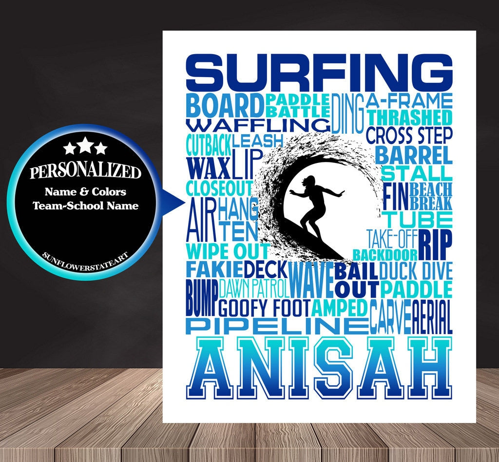 Surfing Poster, Surfer Gift