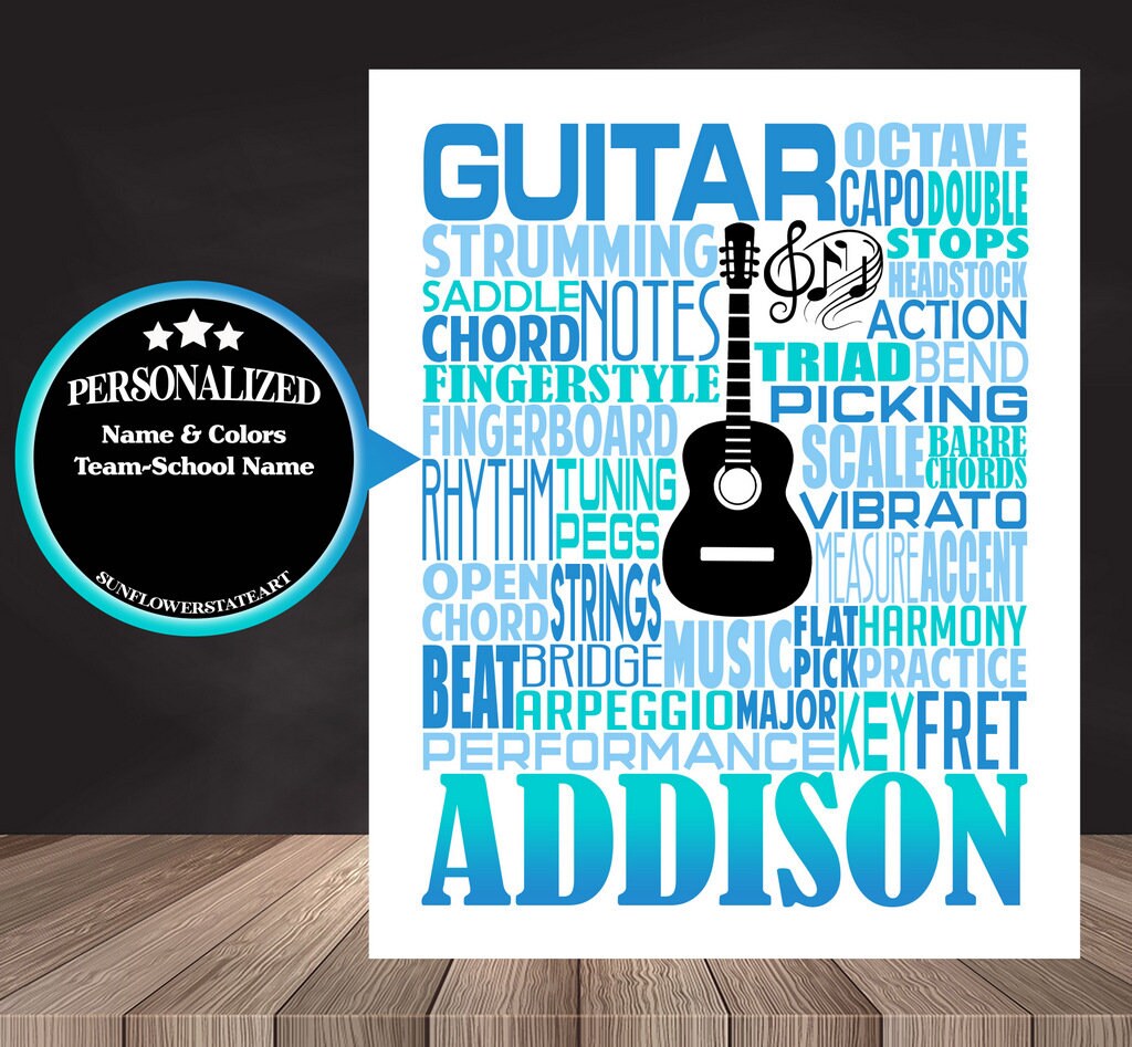 Guitar Poster, Personalized Guitar Gift