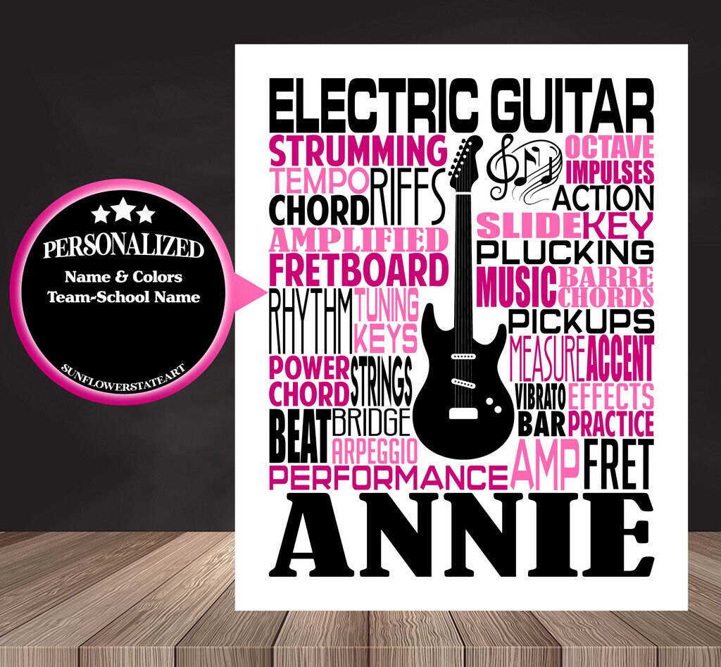 Guitar Poster, Personalized Guitar Gift