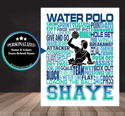 Water Polo Poster - Personalized Gift For Water Polo