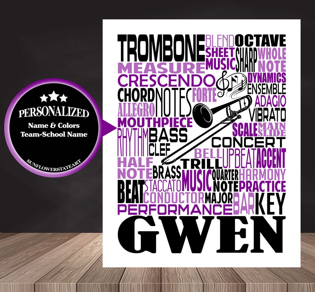 Trombone Poster - Personalized Trombone Gift