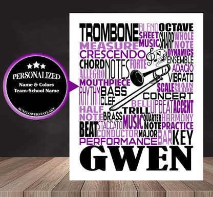 Trombone Poster - Personalized Trombone Gift