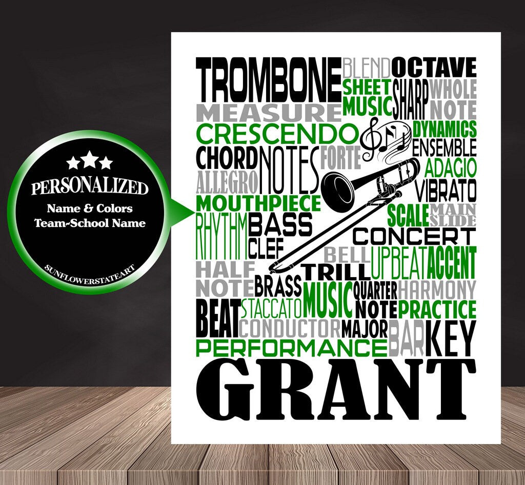 Trombone Poster - Personalized Trombone Gift
