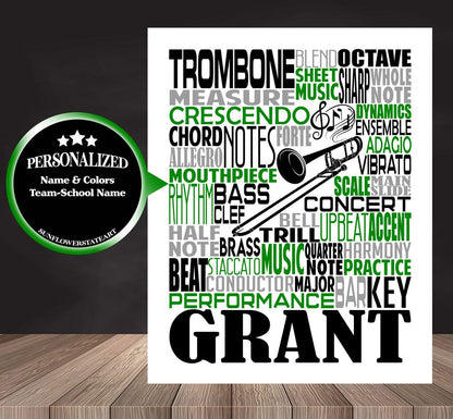 Trombone Poster - Personalized Trombone Gift