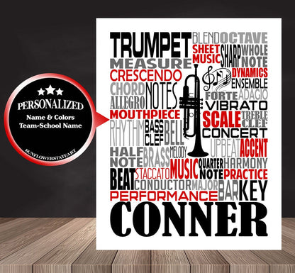 Trumpet Poster, Gift for Trumpet Player, Band Teacher Gift