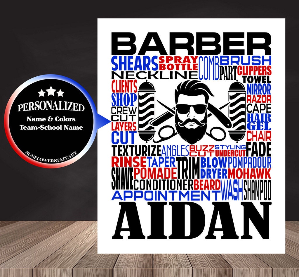 Barber Poster, Personalized Barbershop Gift