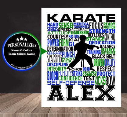 Karate Poster - Personalized Karate Gift - Martial Arts