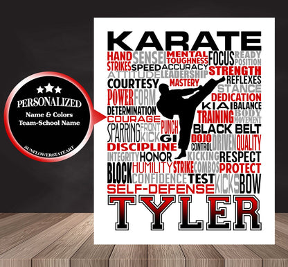 Karate Poster - Personalized Karate Gift - Martial Arts