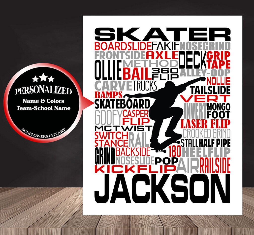 Skateboarder Poster - Personalized Skateboarding Gift