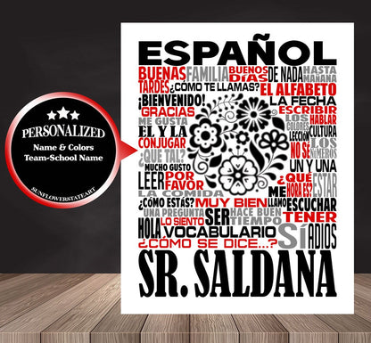 Spanish Teacher Poster - Personalized Spanish Teacher Gift