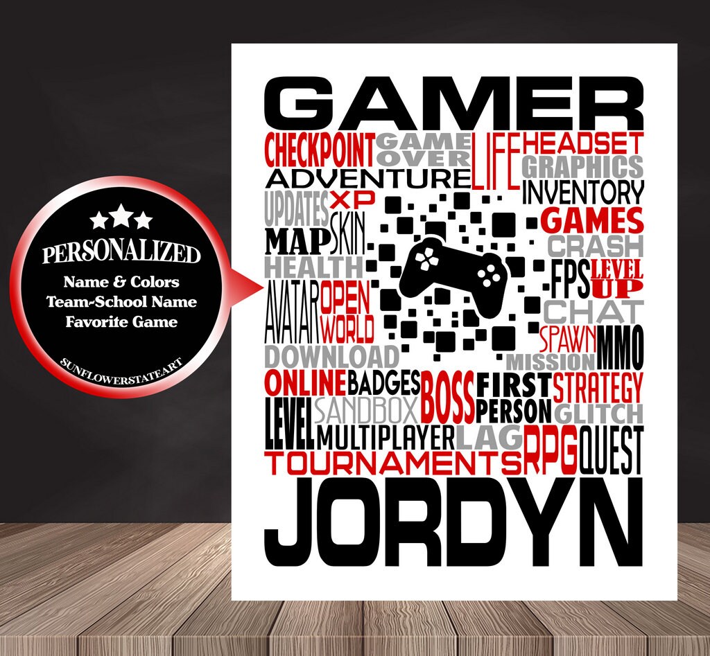 Gamer Poster, Personalized Gaming Gift
