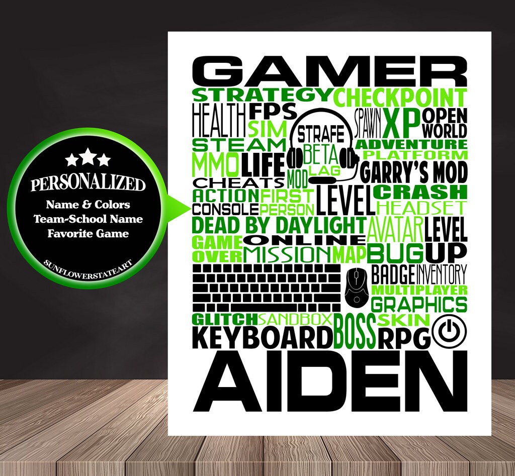 Gamer Poster, Personalized Gaming Gift
