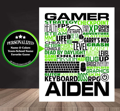 Gamer Poster, Personalized Gaming Gift