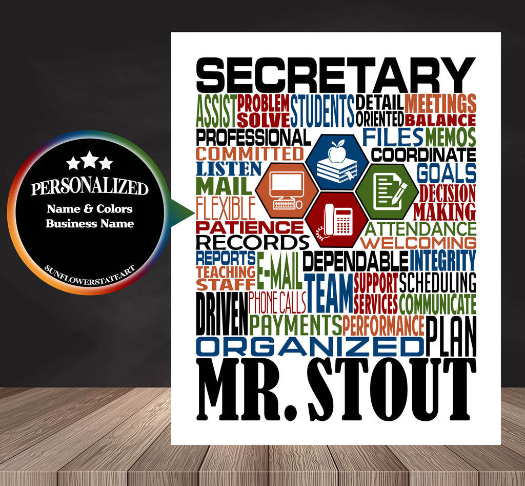Secretary Poster, School Secretary, Office Manager Gift