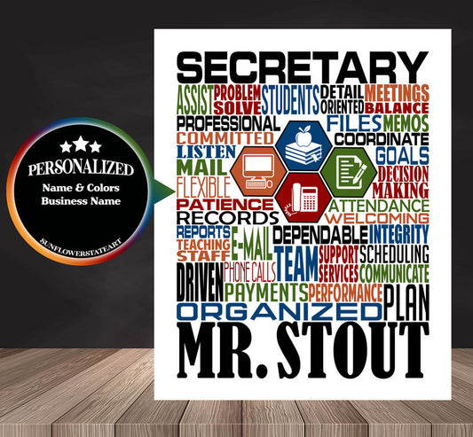 Secretary Poster, School Secretary, Office Manager Gift