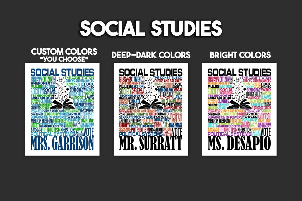 Social Studies Poster -  Personalized Social Studies Teacher Gift