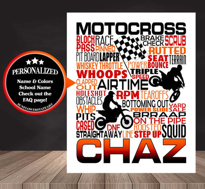 Motocross Poster, Gift for Motocross Riders