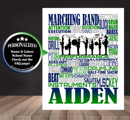 Marching Band Poster, Personalized Marching Band Gift