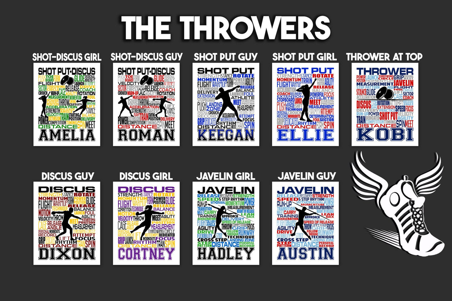 Track and Field Bag Tag - Javelin/Pole Vault/Runner/Shot Put/Discus/High Jump/Hurdles