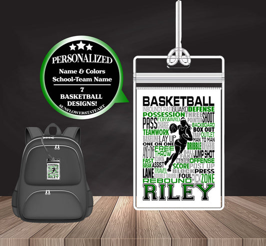 Basketball Bag Tag - Basketball Team Tags - Backpack Bag Tags