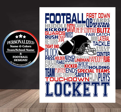 Football Player Poster - Personalized Football Gift