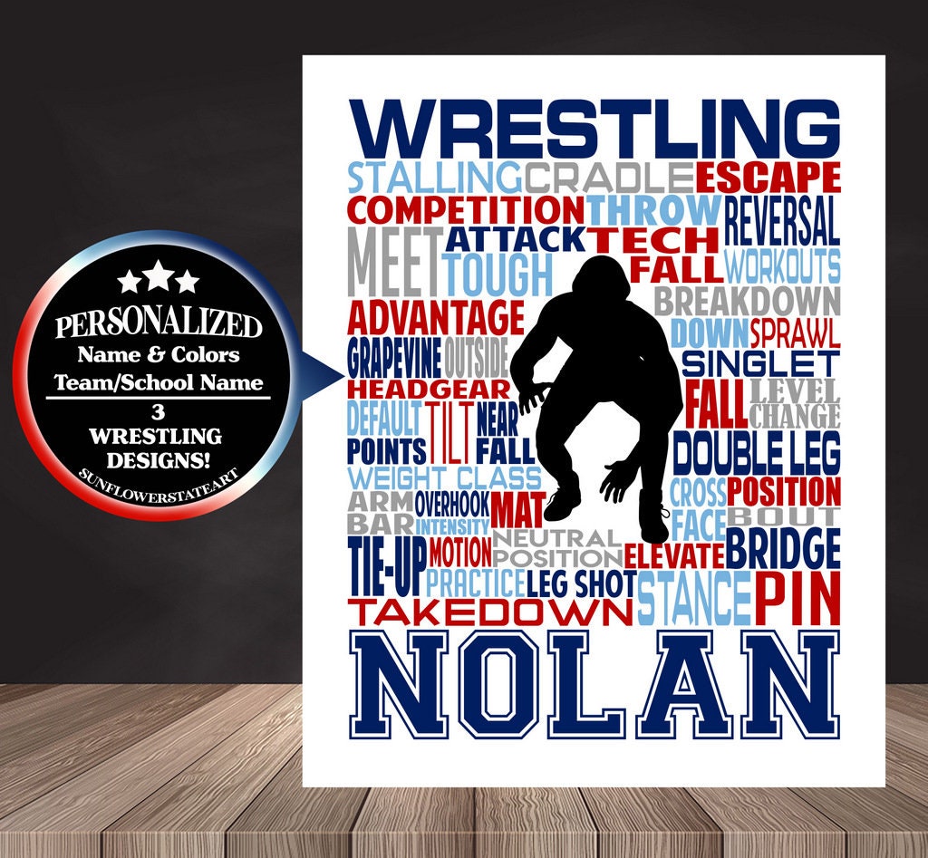 Wrestler Poster, Personalized Wrestling Gift