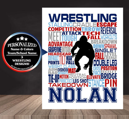 Wrestler Poster, Personalized Wrestling Gift