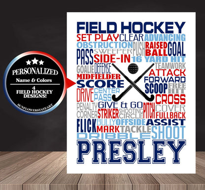 Field Hockey Poster, Personalized Field Hockey Gift