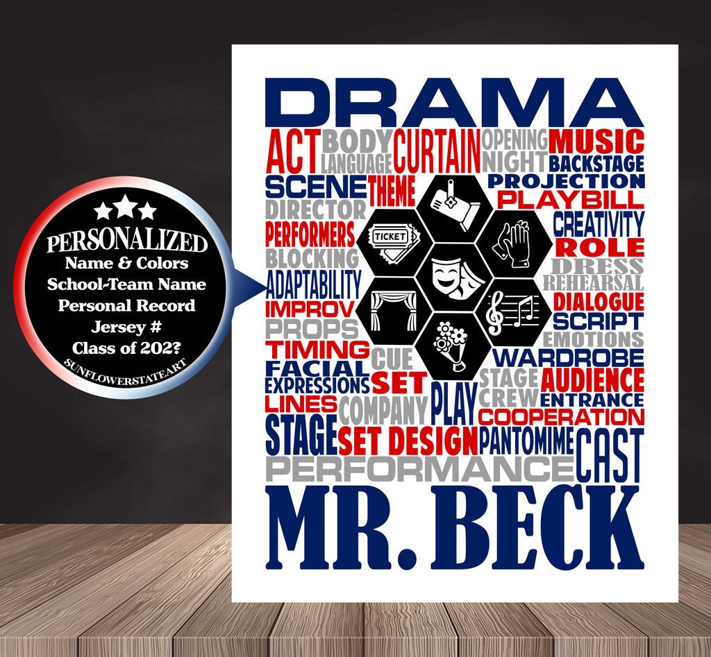 Drama Teacher Gift, Personalized Theater Poster