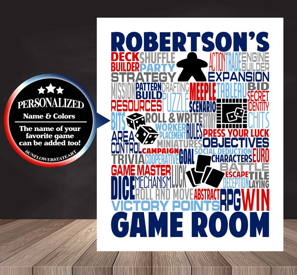 Board Game Poster, Personalized Boarding Gaming Gift