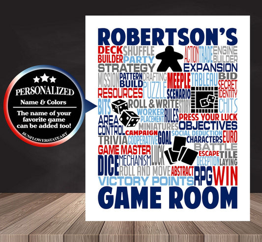 Board Game Poster, Personalized Boarding Gaming Gift