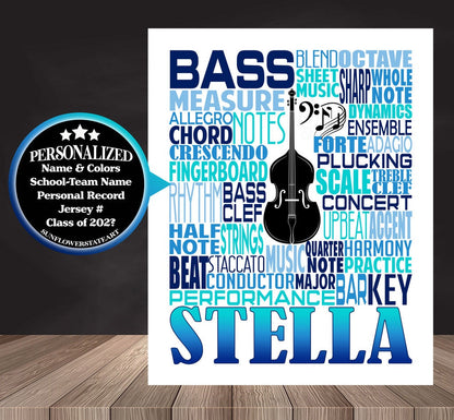 Double Bass Poster - Personalized Double Bass Gift