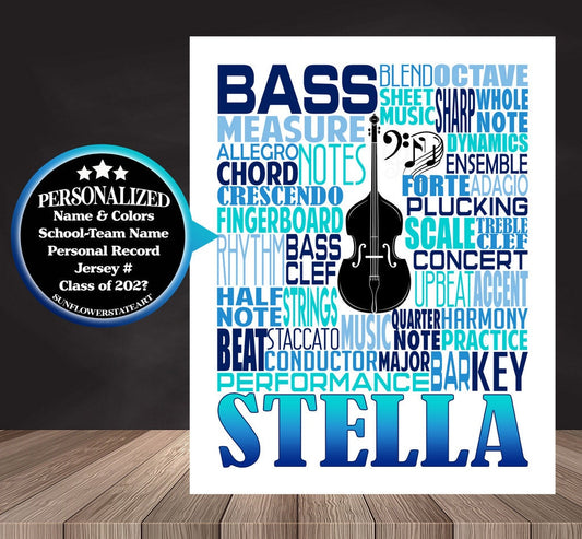 Double Bass Poster - Personalized Double Bass Gift