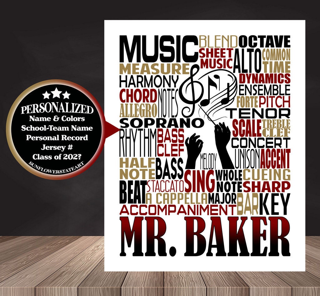 Music Teacher Poster - Personalized Music Gift