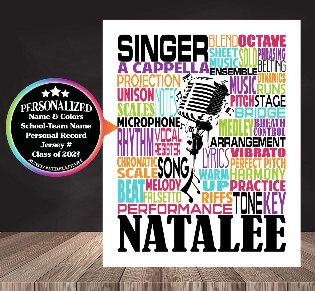 Singer Poster, Personalized Singing Gift